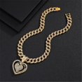 thumbnail image 3 of Men Women Hip Hop Three Layer Heart-shaped Pendant Necklace With 15mm Crystal Cuban Chain HipHop Iced Out Bling Necklaces Fashion Charm Jewelry, 3 of 6
