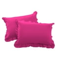 thumbnail image 2 of 2 Piece Ruffle Solid Hot Pink Pillow Shams, (Oversize King 20X40 Pillow Cover), 100% Egyptian Cotton, 800 Thread Count, Oversize King Size, 2 of 3