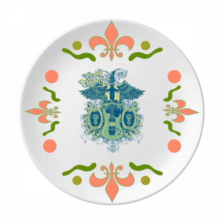 

Jazz Music Instruments Pattern Flower Ceramics Plate Tableware Dinner Dish