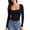 Long Sleeve-Black, variant on Square Neck Short Sleeve Shirts for Women Fitted Tees Tops