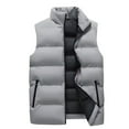 thumbnail image 2 of Huankd Men's Puffer Vest Lightweight Zip Up Sleeveless Jackets Outdoor Puffy Winter Outerwear for Running Golf Light Gray 4XL, 2 of 4