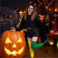 thumbnail image 7 of Halloween Thigh High Socks for Women Over Knee Socks Long Color Block Stockings (L), 7 of 7