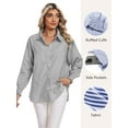 thumbnail image 3 of Airmenty Women's Button Down Shirts Long Sleeve Smocked Cuffed Striped Work Blouses Tops with Pocket Shirred, 3 of 8