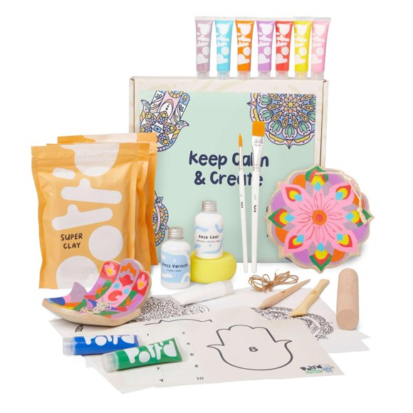 Kit de cerámica Pott'd Mini: kits de arcilla de secado al aire con pinturas