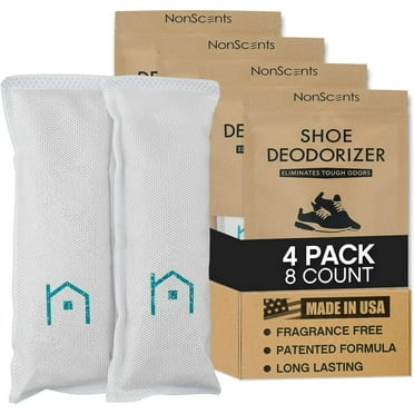 NonScents Shoe Deodorizer 4-Pack (8 Units) - Odor Eliminator for Athletic Accessories