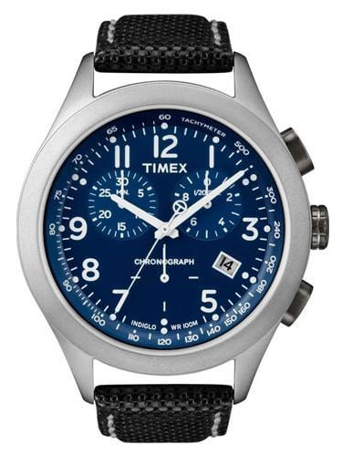 Timex - Timex T2N391 42mm Stainless Steel Case Black Leather Men's