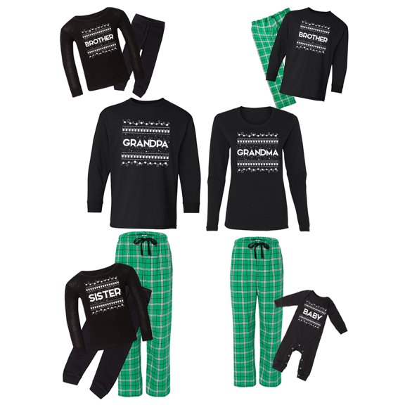 Awkward Styles Family Christmas Pajamas Set Green Snowflakes Matching Sleepwear