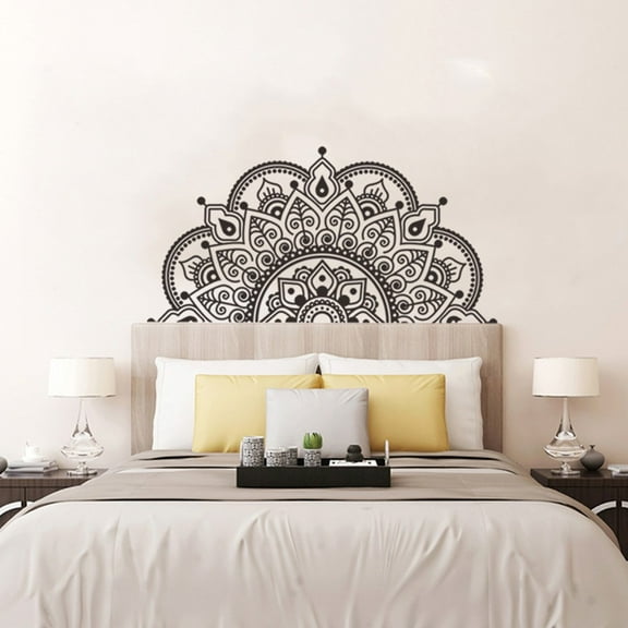 Luolandi 28*57cm Removable Mandala Art Vinyl Wall Stickers Home Room Decal Headboard Decoration Home Decoration Stickers Black