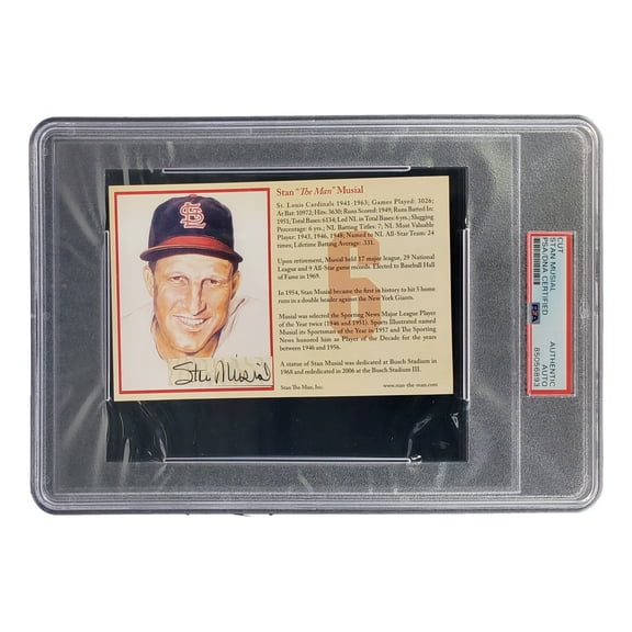 Stan Musial Signed In Black Slabbed 4x6 St. Louis Cardinals Postcard PSA/DNA