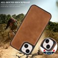 thumbnail image 3 of Dteck Magnetic Case for iPhone 15,Shockproof Leather+TPU Case Compatible with Mag Safe Back Cover for iPhone 15,Darkbrown, 3 of 6