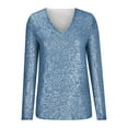 thumbnail image 4 of FamilyThread Womens Sequin Tops V Neck Sparkly Glitter Blouses Trendy Long Sleeve Holiday Evening Party Shiny Dressy Shirts, 4 of 6
