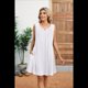 thumbnail image 5 of Vestido de Verano para Mujer, Color Liso, Cuello Redondo, Plisado, Sin Mangas, con Bolsillos, , Talla XXL, 5 of 9
