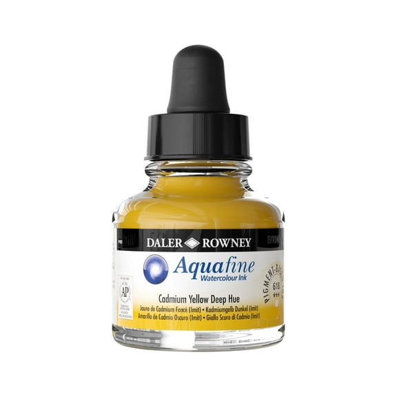 Daler-Rowney Aquafine Watercolor Ink, 29.5ml, Cadmium Yellow Deep Hue