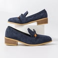 thumbnail image 6 of Women Pointed Toe Suede Slip on Loafers Mid Block Heel Comfort Dress Pumps, Versatile Casual office Slip on Shoes for Ladies Blue 8.5(41), 6 of 9