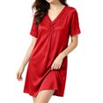 thumbnail image 2 of Naittoop Satin Nightgowns for Women Short Sleeve House Dresses with Pad V Neck Dress Satin Nighty Negligee Sleep Dress Sleepwear, 2 of 5