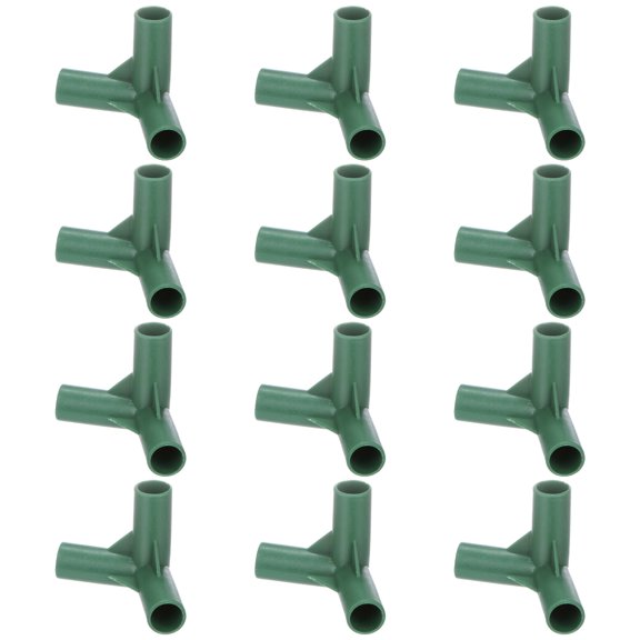 Uxcell 12 Pcs 16mm Greenhouse Frame Building Connectors, 3 Way Obtuse Pipe Fitting for Grape Trellis/Sunscreen Shed/Gardening Plant Stakes [Green]
