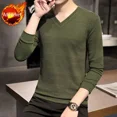 thumbnail image 3 of Camiseta ajustada para hombre, ropa lisa, cuello en V, sudaderas ajustadas, estética unicolor, oferta, Japón, informal, invierno, 3 of 5