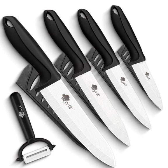 Ceramic Knife Set 6" 5" 4" 3" Sharp Chef Knives One Peeler Non Rust White Blade with Sheaths Meat Fruits Vegetables Knife Non Rust Advantage Slicer