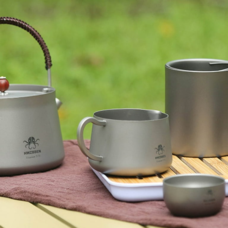 Pure Titanium Teapot Coffee Tea Maker Pot Teacup Tea Set Outdoor Camping