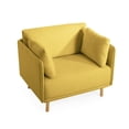 thumbnail image 6 of MAYEERTY 39" Modern Upholstered Accent Chair - Soft Cushions, Sleek Armrests, Sturdy Wooden Legs, Cozy for Living Room, Yellow, 6 of 11