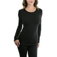thumbnail image 2 of ToBeInStyle Women's Cotton-Blend Crew-Neck Staple Top with Long Sleeves, 2 of 3
