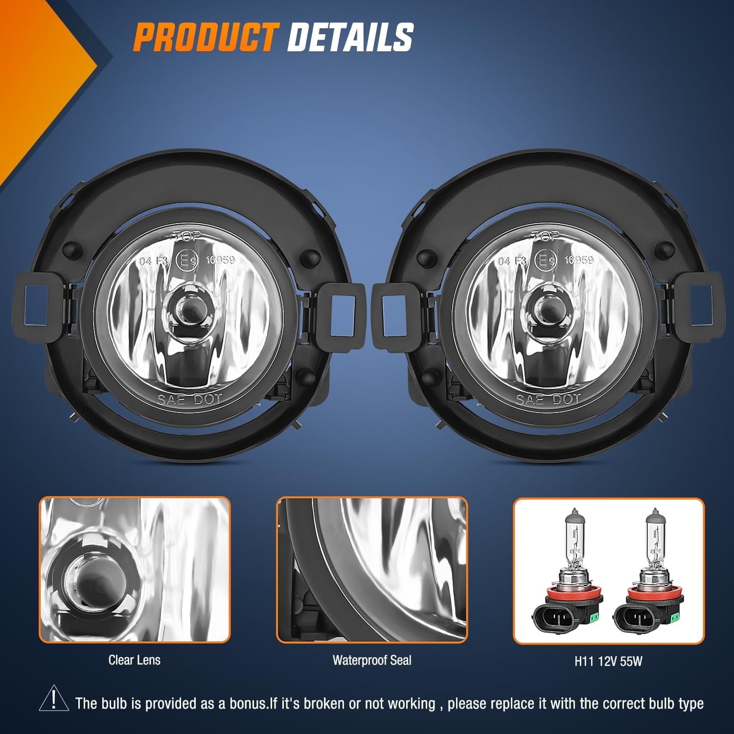 Nilight Fog Light Assembly for Nissan Frontier 2010–2019 & Nissan Xterra 2005–2015, Plastic Bumper Only, Clear Lens Driving Lamps, Driver & Passenger Side