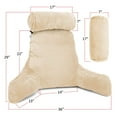 thumbnail image 4 of Clara Clark Bed Rest Reading Pillow with Arms and Pockets - Premium Shredded Memory Foam TV Pillow, Detachable Neck Roll & Lumbar Support Pillow, Large, Cream, 4 of 7