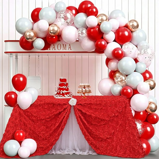Mantel Redondo, Estampado Floral, Diseño de Rosa en Relieve, Cubremesa de 120 cm de Diámetro, Tela de Poliéster para Bodas, Fiestas, Decoración de San Valentín