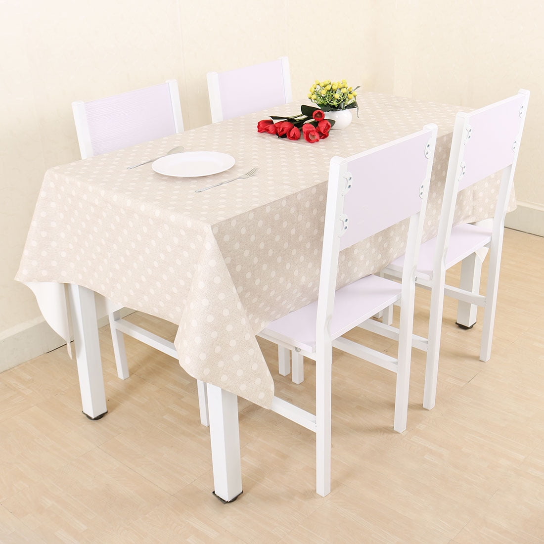 Unique Bargains Polka Dot Pvc Rectangular Vinyl Tablecloth Qty