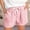 Pink, variant on Delayuji Women's Short Cotton Linen Hollow Solid Color Tie Up Casual Elastic Short with Pockets Summer