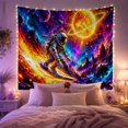 thumbnail image 2 of Astronaut Over a Fiery Wave Beneath a Ringed Planet, Adventurous Surreal for Space Lovers, Galactic Wall Art, Birthday Gift, Tapestry Wall Hanging for Gaming Room and Studio, 2 of 7