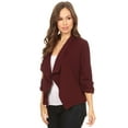 thumbnail image 2 of Women's Fitted Waist Length Jacket Open Front Draped Neck Ruched Sleeves, 2 of 5