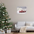 thumbnail image 5 of Red Truck Parked Snowy Decorated Christmas Barn Transportation Painting Framed Art Print Wall Art, 5 of 5