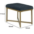 thumbnail image 5 of Benjara Metal Framed Bench with Button Tufted Velvet Upholstered Seat, Dark Blue and Gold, 5 of 5