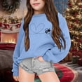 thumbnail image 2 of Big Girls Long Sleeve Sweatshirts Children's Autumn and Winter Fashion Printed Round Neck Hoodie Coat Pullovers Tops Size 9-10T,Blue, 2 of 4