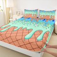 thumbnail image 4 of Castle Fairy Gradient Ice Cream King Sheets 4pcs, Dessert Drip Bedding, Blue Green Orange,1 Fitted Sheet, 1 Flat Sheet and 2 Pillowcases, 4 of 6