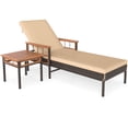 thumbnail image 1 of Gymax 2 PCS Patio Rattan Chaise Lounge w/ Side Table Outdoor Reclining Chair Set Beige, 1 of 9