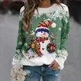 thumbnail image 1 of Sudadera de manga larga para mujer Color mezclado Navidad Regular Invierno Blanco y Azul Azuro Blanco/Negro Sudadera roja degradada, 1 of 5