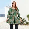thumbnail image 2 of Womens Plus Size Tops Casual 3/4 Sleeve Dressy Tunic Tops Fall Loose Fit Blouses, 2 of 7