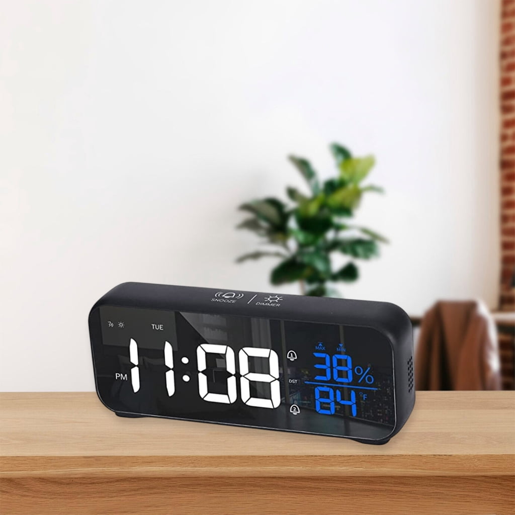 Voice Controlled Rechargeable LED Music Alarm Clock with Temperature Display