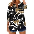 thumbnail image 2 of Danhjin Print Button Down Shirts for Women 3/4 Sleeve Loose Fashion Shirts Casual Going out Fall Summer Spring Tops, 2 of 7
