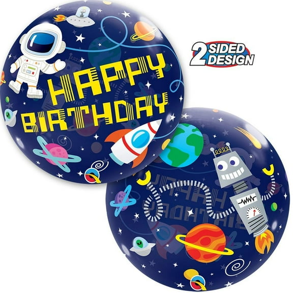 LOONBALLOON Alien, Space, Earth Theme Balloons, 22" BUBBLE - BIRTHDAY OUTER SPACE