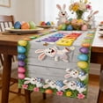 thumbnail image 4 of AZXY Easter Table Runner 14"x72" Table Runner with Bunny Easter Eggs "Happy Easter" Wooden Plank Design, Spring Easter Table Decorations for Home Kitchen Dining Coffee Table Easter Party Decor, 4 of 7