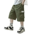 thumbnail image 3 of Boy Cargo Shorts Size 14-16 11-12 Years Loose Short Boy Boy Cargo Shorts Size 14-16 Boys Y2k Shorts Boys Summer Shorts Elastic Waist #Army Green, 3 of 7