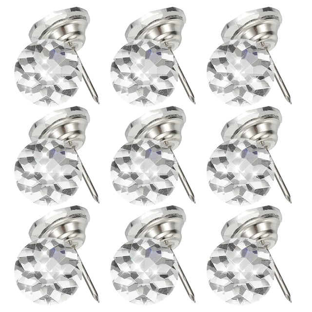 Uxcell 25 Pcs Clavos de Tapicería de Cristal de 20mm Clavos de Tapicería de Diamante para Sofá Muebles Cabecero de Cama Decoración de Pared Manualidades de Bricolaje
