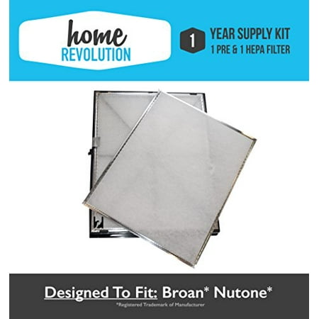 Nutone Air (Broan Nutone 1 Year Supply Kit, Comparable Air Purifier Replacement Part Pre & HEPA Filters; Home Revolution Brand (1) Fits ACCGSFHP2)