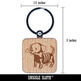 thumbnail image 2 of Halloween Puppy with Bone in Skeleton Costume Square Keychain Charm Tag - Engraved Wood, 2 of 6