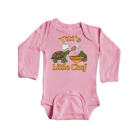 

Inktastic Titi s Little Chef with Cute Turtles Gift Baby Boy or Baby Girl Long Sleeve Bodysuit