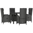 thumbnail image 3 of vidaXL 5 Piece Patio Dining Set with Cushions Black Poly Rattan, 3 of 10