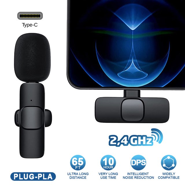 Mini Wireless Microphone Compatible for Android Video Recording for Phone Speaker Wireless Microphone System
